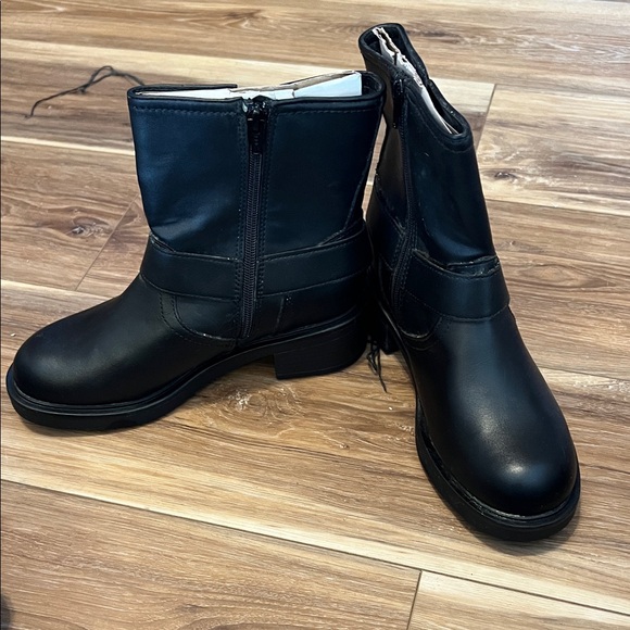 Universal Thread Black Moto Biker Boots with Silver Buckles - Picture 4 of 5